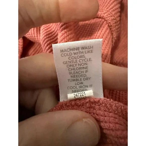 J.Jill  Hoodie Sweater Womens Large Coral Embroidered Waffle Knit Pullover Boho - Picture 11 of 12